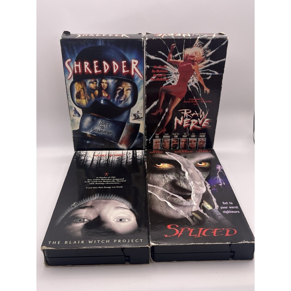 Horror VHS Lot 4 Tapes Blair Witch Project Spliced Shredder Raw Nerve Thriller
